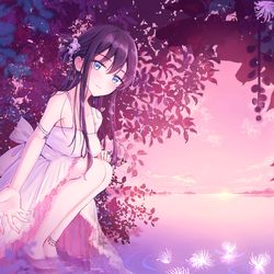 This is a pixiv picture whose title is 夏が終わる夜に.