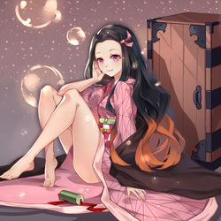 This is a pixiv picture whose title is 竈門 禰豆子  灶门祢豆子.