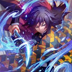This is a pixiv picture whose title is 【鬼滅の刃】冨岡義勇.
