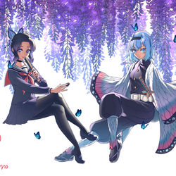 This is a pixiv picture whose title is 鬼滅の刃 × りゅうおうのおしごと!.