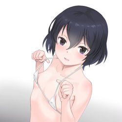 This is a pixiv picture whose title is 無い胸は揺れない.