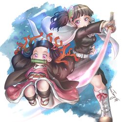 This is a pixiv picture whose title is 鬼滅之刃.