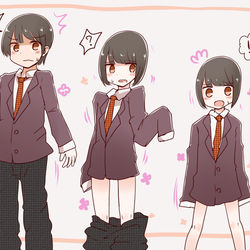 This is a pixiv picture whose title is 女子小学生化TSシークエンス(服そのまま).