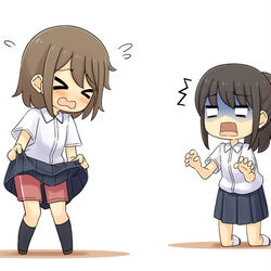 This is a pixiv picture whose title is あっ先輩、今スカートの中に虫が入りま……っ！？.