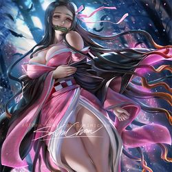 This is a pixiv picture whose title is 灶门祢豆子长大版 Older Nezuko.