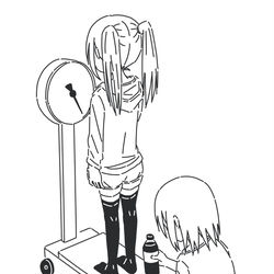 This is a pixiv picture whose title is 体重計.