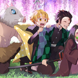 This is a pixiv picture whose title is 鬼滅の刃.