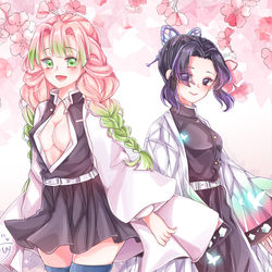 This is a pixiv picture whose title is 鬼滅。恋柱蟲柱.