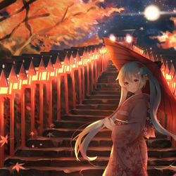 This is a pixiv picture whose title is 初音ミク×京都.