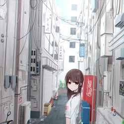 This is a pixiv picture whose title is 朝帰り.