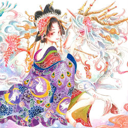 This is a pixiv picture whose title is 花魁戯獣図絵巻.