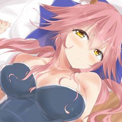 This is a pixiv picture whose title is スク水キャス狐.