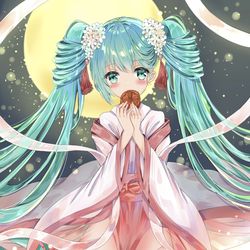 This is a pixiv picture whose title is 中秋初音Happy Moon Festival.
