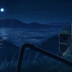 This is a pixiv picture whose title is 月に想う.