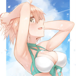 This is a pixiv picture whose title is 水着沖田さん.