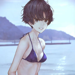 This is a pixiv picture whose title is 晩夏の海.