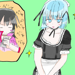 This is a pixiv picture whose title is ただ女装するエル君をぱしゃぱしゃ写真を撮るアディちゃんの図！.