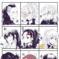 This is a pixiv picture whose title is 鬼滅X馬尾X男子.