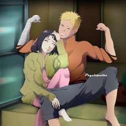 This is a pixiv picture whose title is naruhina and sasusaku.