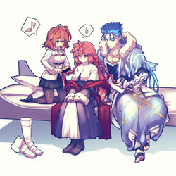 This is a pixiv picture whose title is 女体化投影魔術とぐだ子ちゃんとキャスニキ.