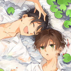This is a pixiv picture whose title is ひんやりごろ寝床.