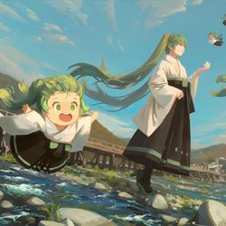 This is a pixiv picture whose title is 渡月橋畔.