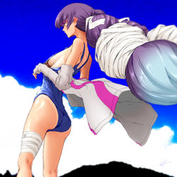 This is a pixiv picture whose title is 青い空　白い雲　黄色いチェーンソー･･････はどっか行った.