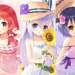 This is a pixiv picture whose title is 集合！夏服チマメ隊.