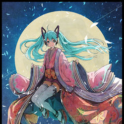 This is a pixiv picture whose title is 月夜ミク.