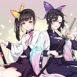 This is a pixiv picture whose title is 鬼灭之刃 姐妹花.