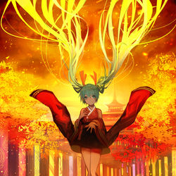 This is a pixiv picture whose title is miku×kyoto.