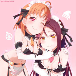 This is a pixiv picture whose title is ちかりこビキニメイド🍊🌸💕.