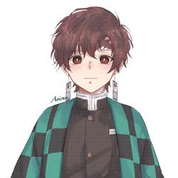 This is a pixiv picture whose title is Kamado Tanjirou hair down.