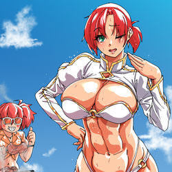 This is a pixiv picture whose title is ビーチでBBQするブーディカ.