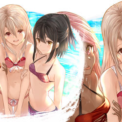This is a pixiv picture whose title is 水着　イリヤ・美遊・クロ.