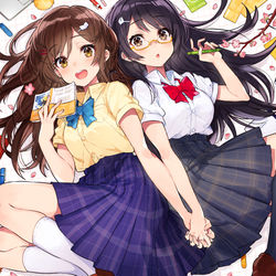 This is a pixiv picture whose title is 書く読む少女.