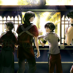 This is a pixiv picture whose title is 本丸に朝がきた！.