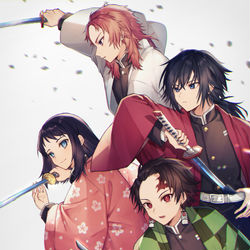 This is a pixiv picture whose title is 水の呼吸組.