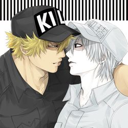 This is a pixiv picture whose title is 10/14新刊サンプル①【キラ白】追記あり.