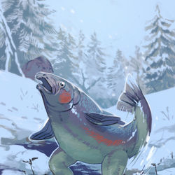 This is a pixiv picture whose title is 【PFLS】歩きシャケ.