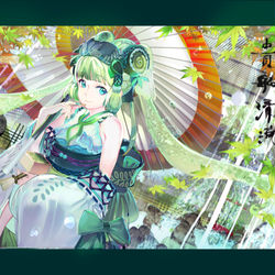 This is a pixiv picture whose title is 貴船庵と抹茶ミク.