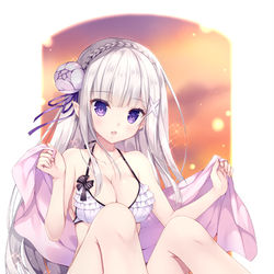 This is a pixiv picture whose title is 水着エミリアたん.