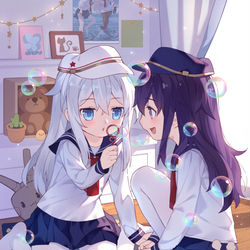 This is a pixiv picture whose title is シャボン玉を吹く.