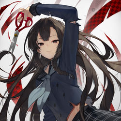 This is a pixiv picture whose title is 「得物×女子高生」シリーズ【断ち切り鋏】　#オリジナル.