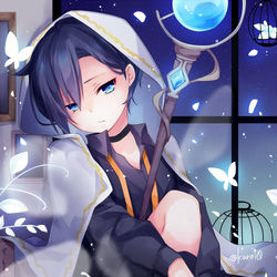 This is a pixiv picture whose title is 月明りの咲く部屋で.