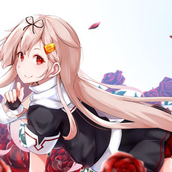 This is a pixiv picture whose title is 夕立と薔薇と.