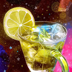 This is a pixiv picture whose title is クマと檸檬ティー.