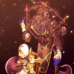This is a pixiv picture whose title is 背中合わせの.