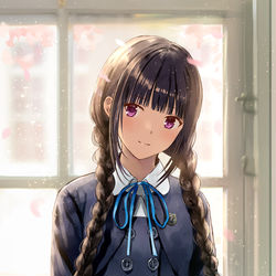 This is a pixiv picture whose title is クラシカルな学校制服。茶色の鞄と、三編みと。.
