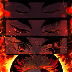 This is a pixiv picture whose title is 炎柱　闘.